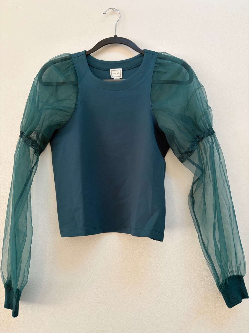 Maeve Green Puff-Sleeve Top